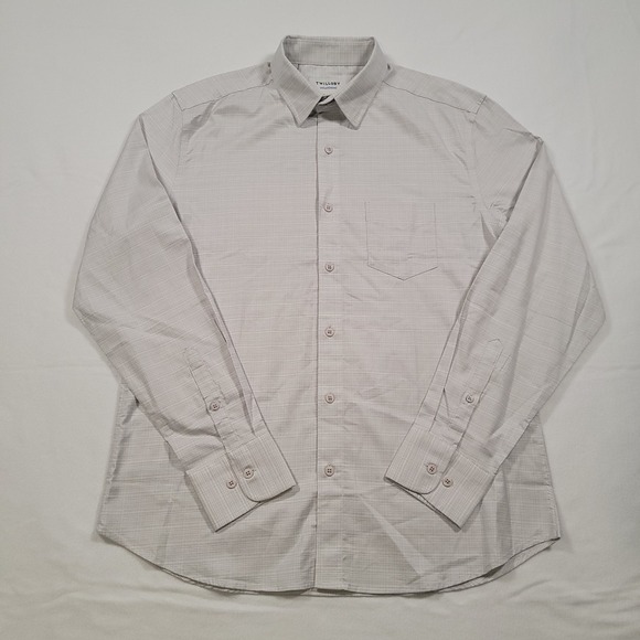 Twillory Untuck(able) Men's Button Down Long Sleeve Stretch Shirt M-L Gray - Picture 2 of 10